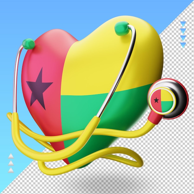 PSD 3d-weltgesundheitstag guinea-flagge, die die rechte ansicht wiedergibt