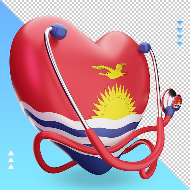 3D-Weltgesundheitstag Kiribati-Flaggendarstellung linke Ansicht