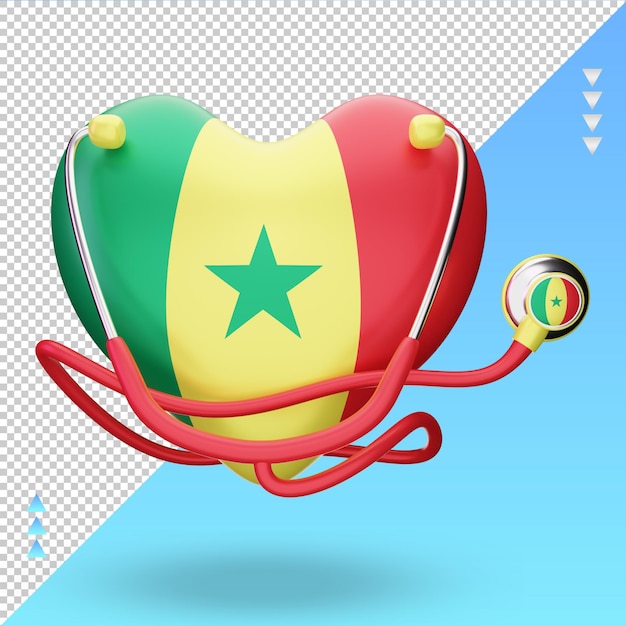 3d-weltgesundheitstag senegal-flagge, die vorderansicht wiedergibt