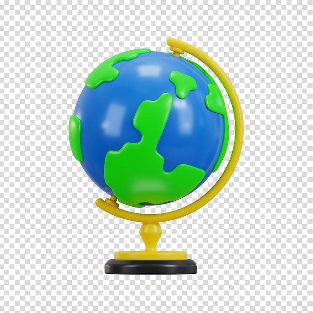 3D-Weltglobus-Symbol mit Standvektor-Symbon-Illustration