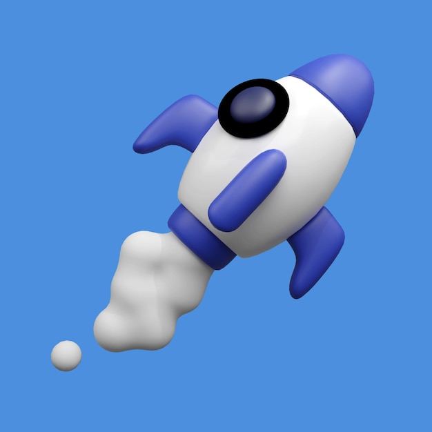 3D-Weltraumrakete mit Rauch