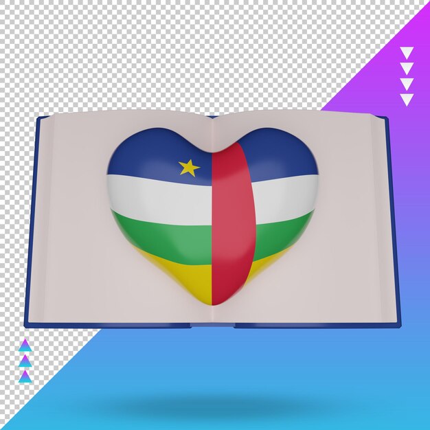 3d-welttag des buches flagge der zentralafrikanischen republik, die vorderansicht wiedergibt