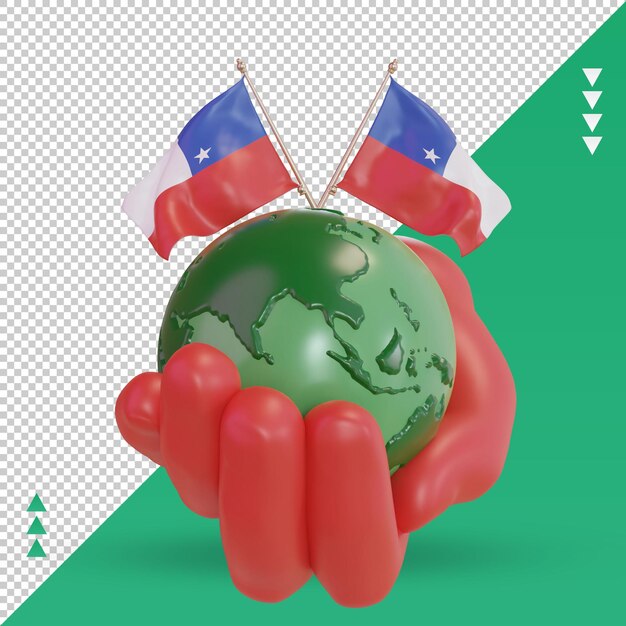 PSD 3d-weltumwelttag chile-flagge, die vorderansicht wiedergibt