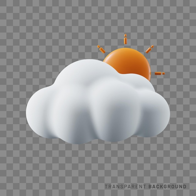 PSD 3d-wettersymbol mit wolke und sonne auf transparentem hintergrund