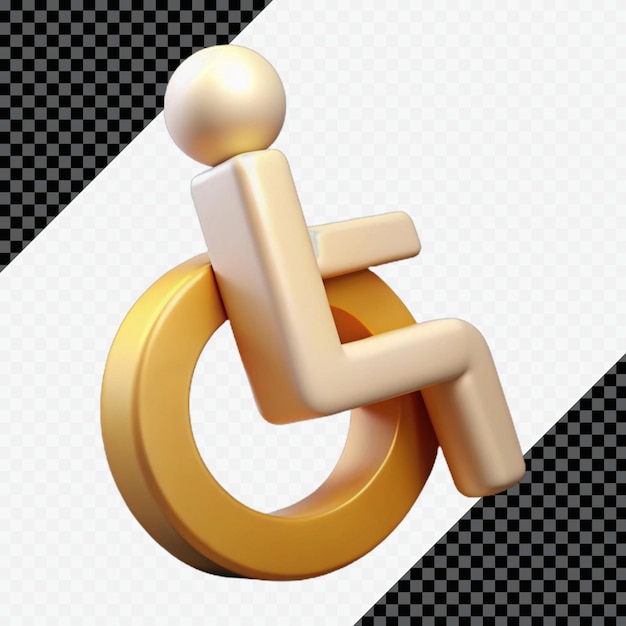 3D Wheelchair Icon Accessibility Symbol for Design
