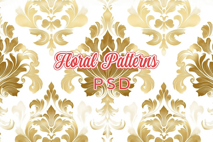 PSD 3d white damask pattern background