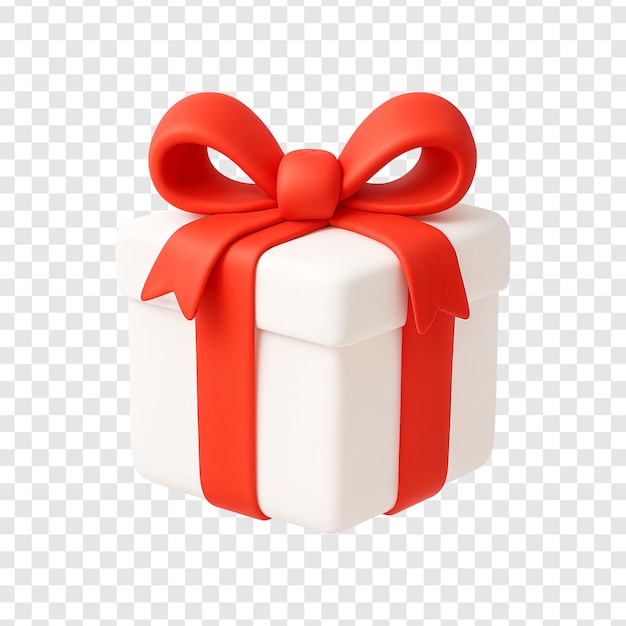 3D White gift box with red ribbon