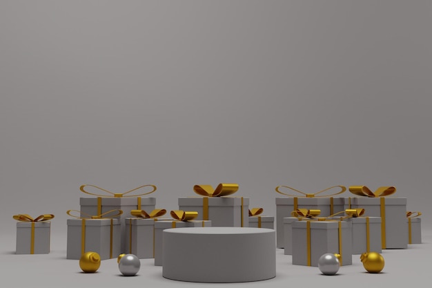 3d white podium scene for christmas