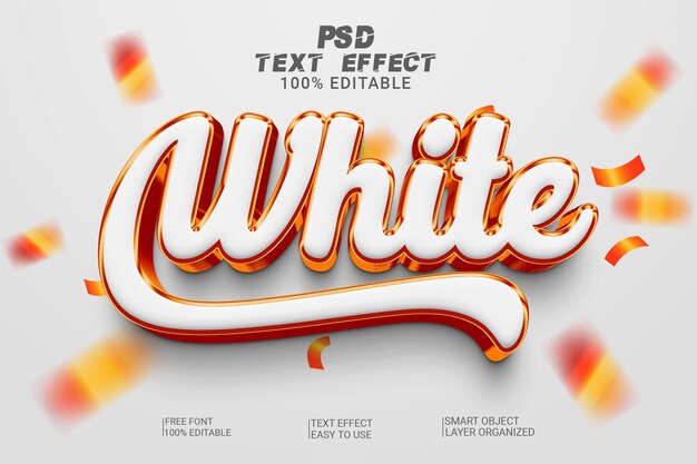 3d white psd text effect style editable