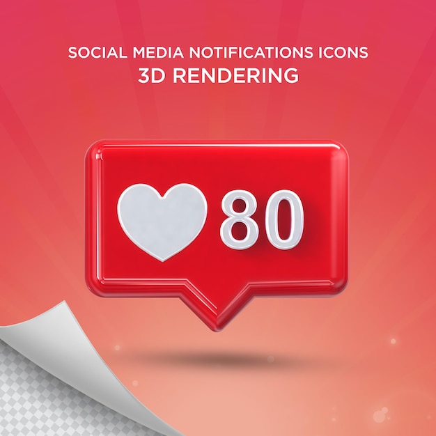 3d wie 80 instagram hochglanz-rendering premium psd