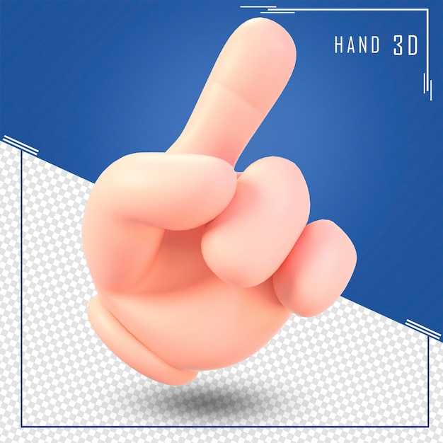 3d-wiedergabe der menschlichen symbolhand isoliert