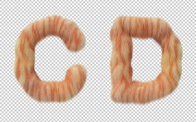 3D-Wiedergabe des Katzenhaareffektalphabets