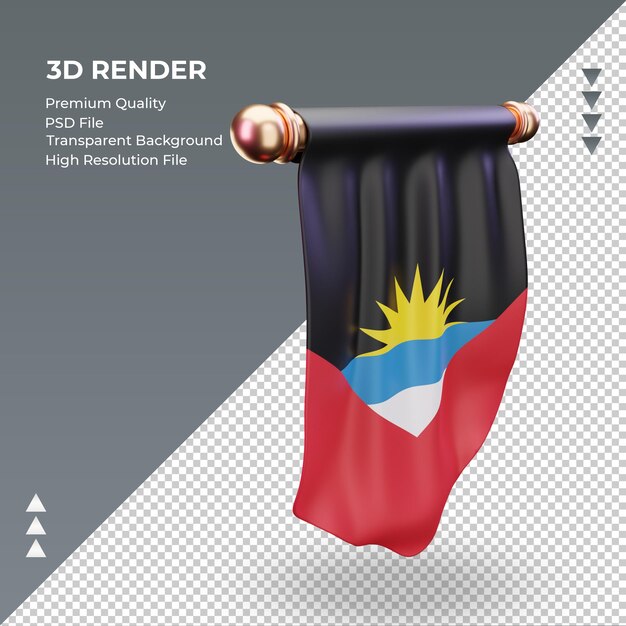 3d wimpel antigua und barbuda flagge rendering linke ansicht