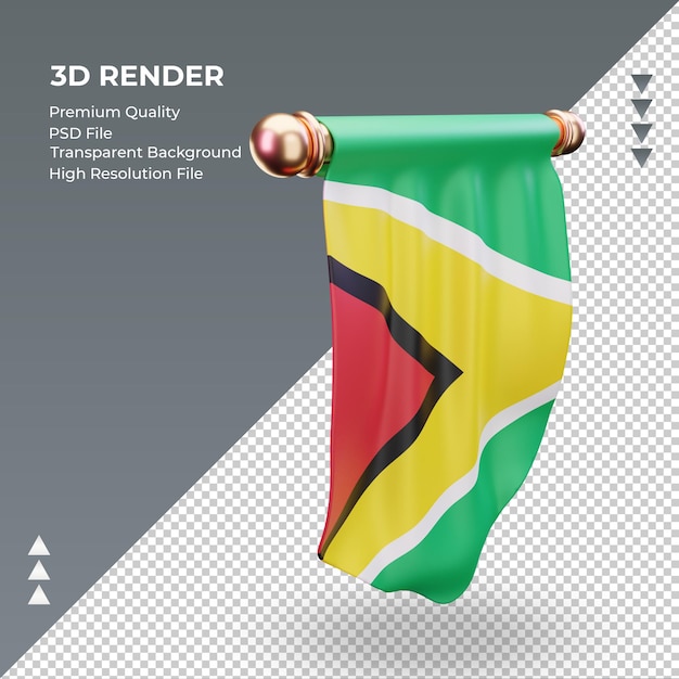 3d wimpel guyana flagge rendering linke ansicht