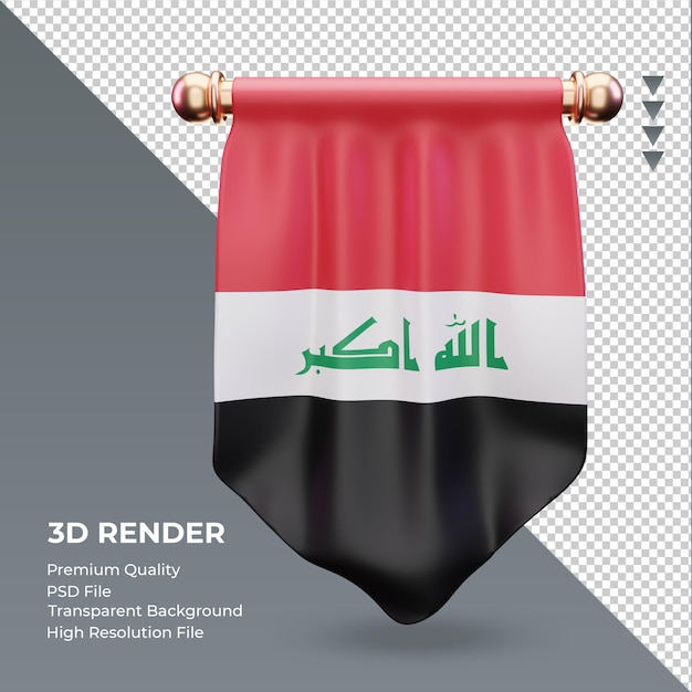 PSD 3d wimpel irak flagge rendering vorderansicht