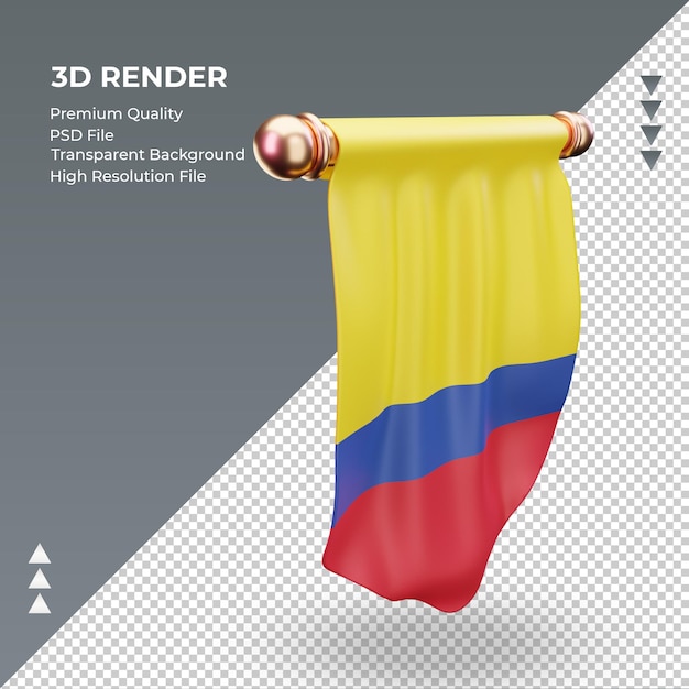 3d wimpel kolumbien flagge rendering linke ansicht