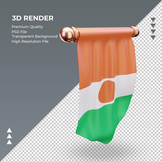 3D Wimpel Niger Flagge Rendering linke Ansicht