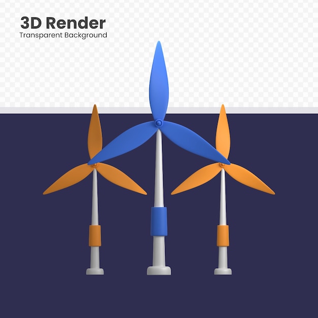 3D-Windmühlen-Illustration isoliert