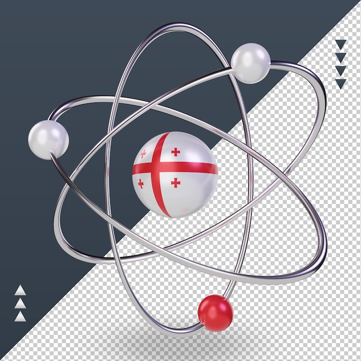 PSD 3d-wissenschaftstag-georgien-flagge, die rechte ansicht rendert