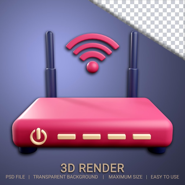 3d-wlan-router mit transparentem hintergrund