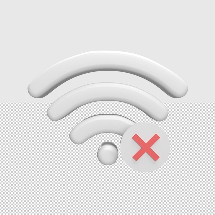 PSD 3d-wlan-symbol mit gerenderter illustration des kreuzmarkierungskonzepts
