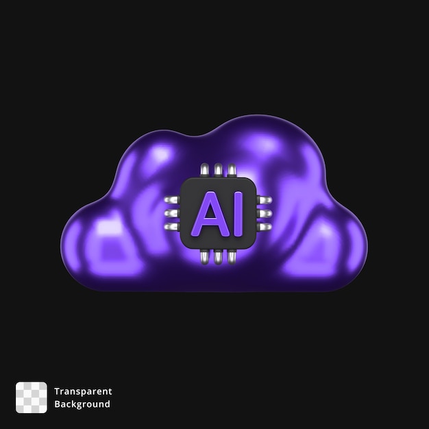 3D-Wolke mit KI-Chip Futuristisches Computing-Konzept