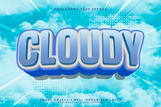3D-Wolken-Editierbare Text-Effekt-Mockup-Vorlage