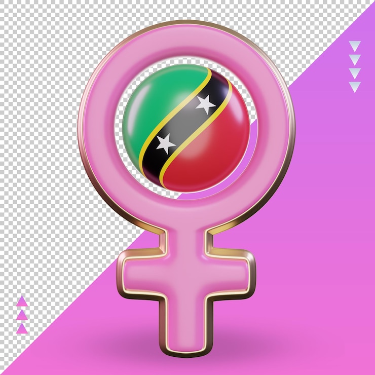 PSD 3d women day symbol st kitts and nevis flag rendering front view