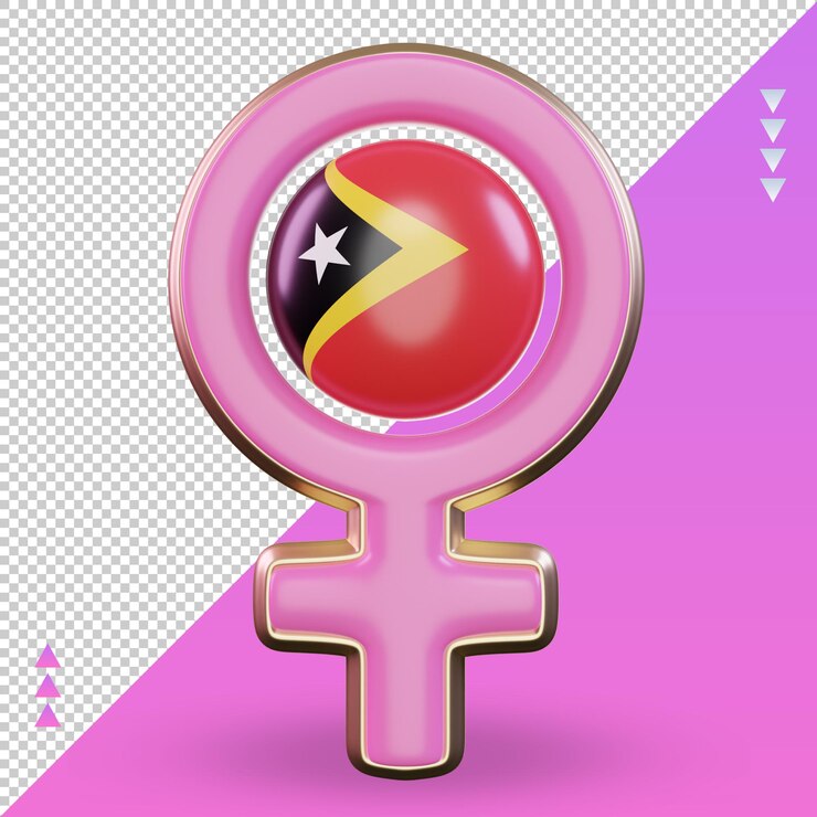 PSD 3d women day symbol timor leste flag rendering front view