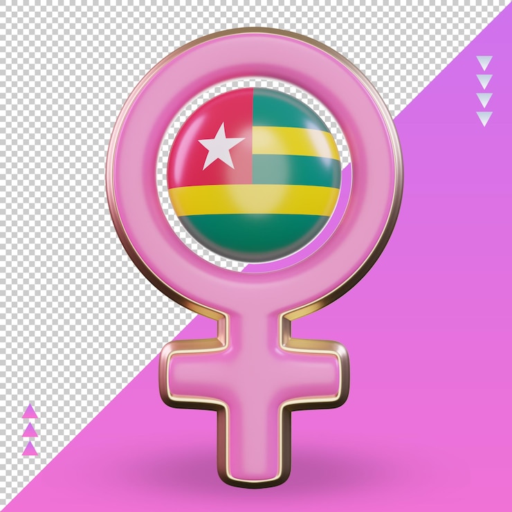 PSD 3d women day symbol togo flag rendering front view