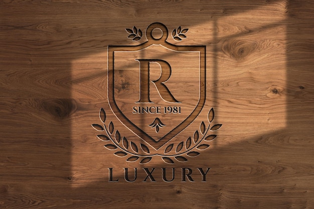 3d wood logo mockup para presentación branding identidad corporativa publicidadxa