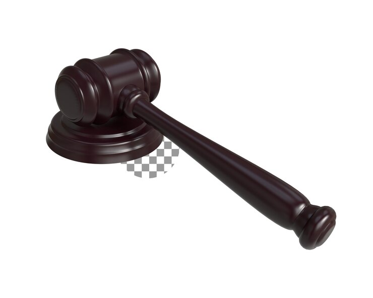 PSD 3d wooden and golden justice hammer rendering