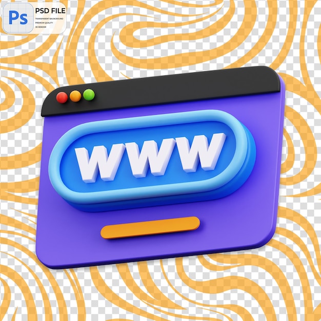 3D WWW Render Icon Isolado PNG Ilustración de la plantilla PSD