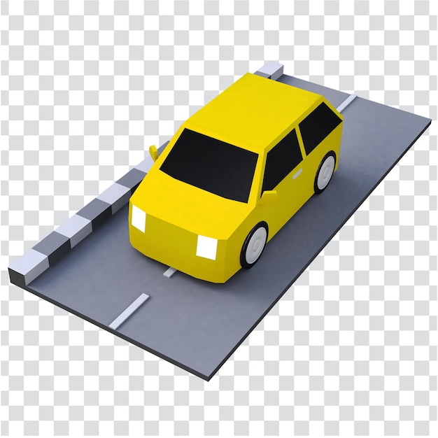 3d yellow cars