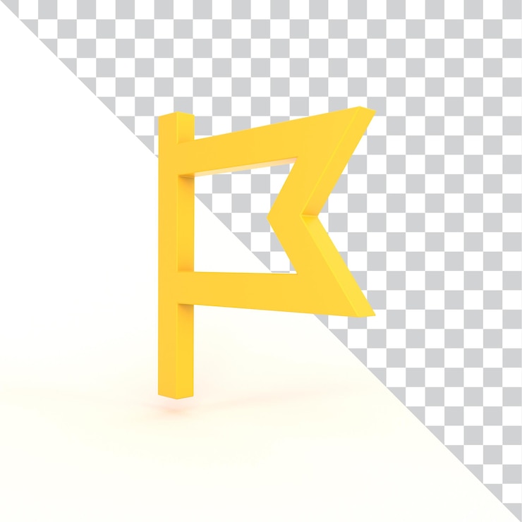 PSD 3d yellow flag icon for navigation and location