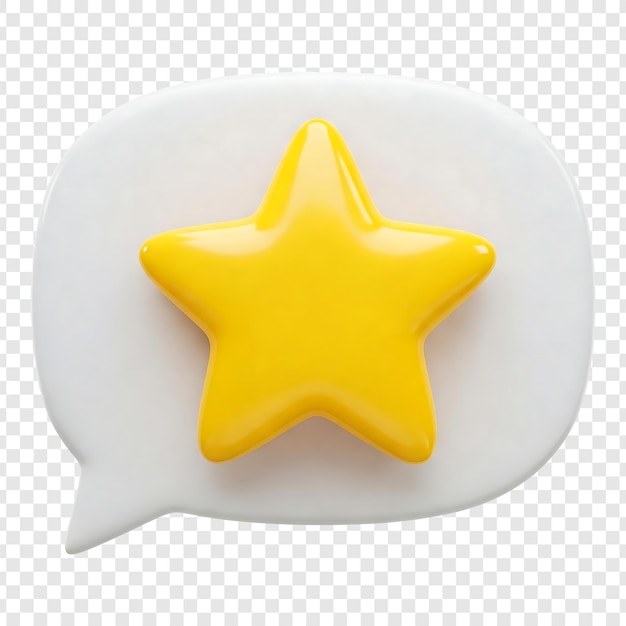 3D Yellow Star Icon in a Speech Bubble