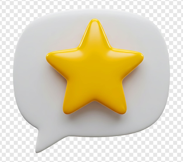 3D Yellow Star Icon in a Speech Bubble