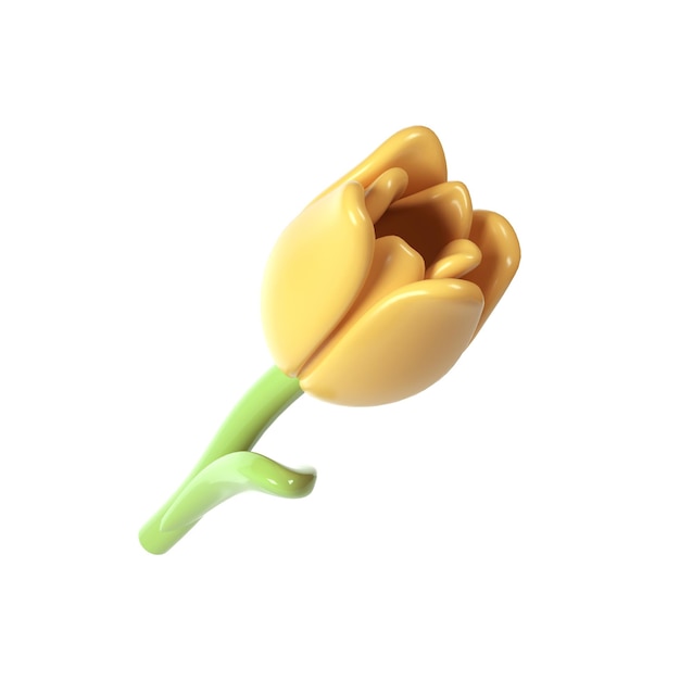 3d yellow tulip flower cartoon style for bouquet or decoration love valentine romantic design