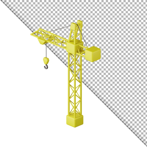 3D Yellowtower Kran isoliert Premium PSD.