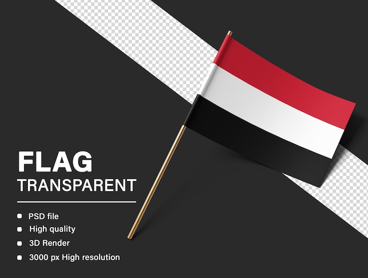 PSD 3d yemen flag isolated on transparent background