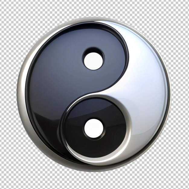 3D-Yin-Yang-Symbol auf durchsichtigem Hintergrund