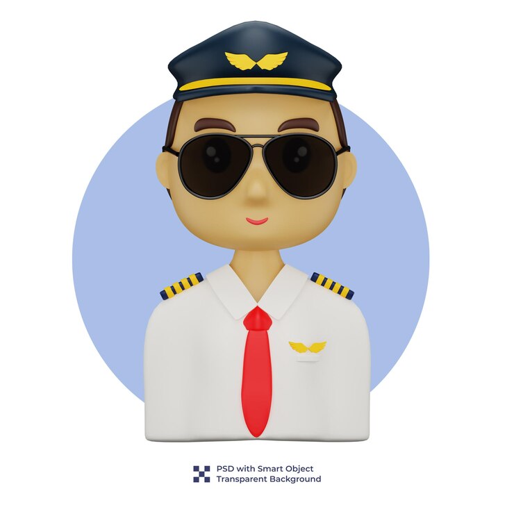 PSD 3d young pilot male character