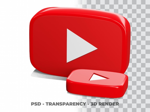 3D Youtube Button mit transparentem Hintergrund