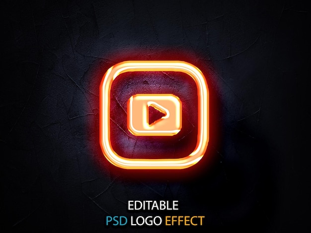 PSD 3d_youtube_glowing_logo_mockup