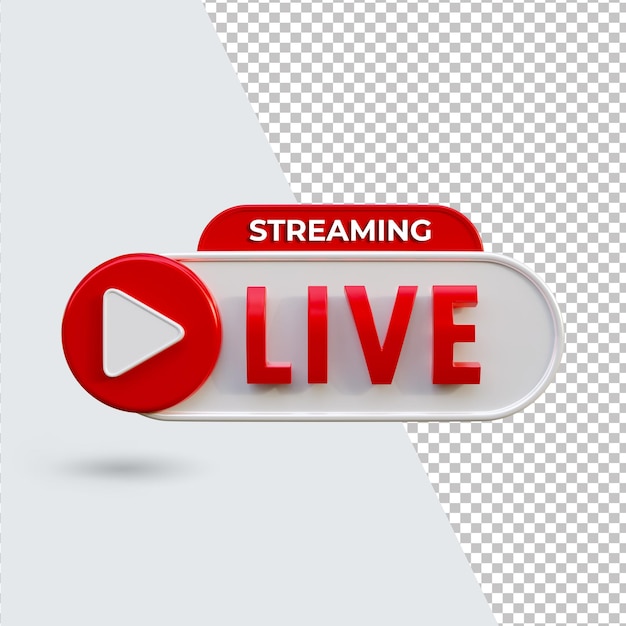 3d youtube streaming live button render icon