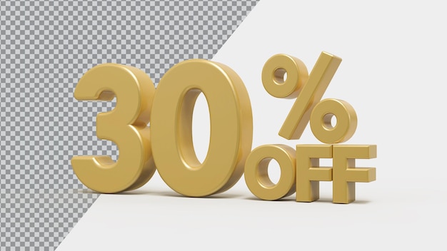 3D-Zahl 30 Prozent golden
