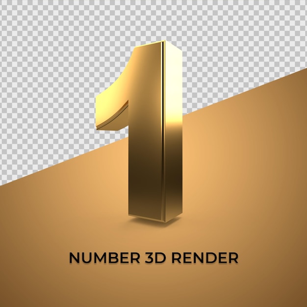 3D Zahlen 1 Goldstil