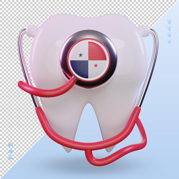 3d-zahnarztstethoskop panama-flagge, die vorderansicht wiedergibt