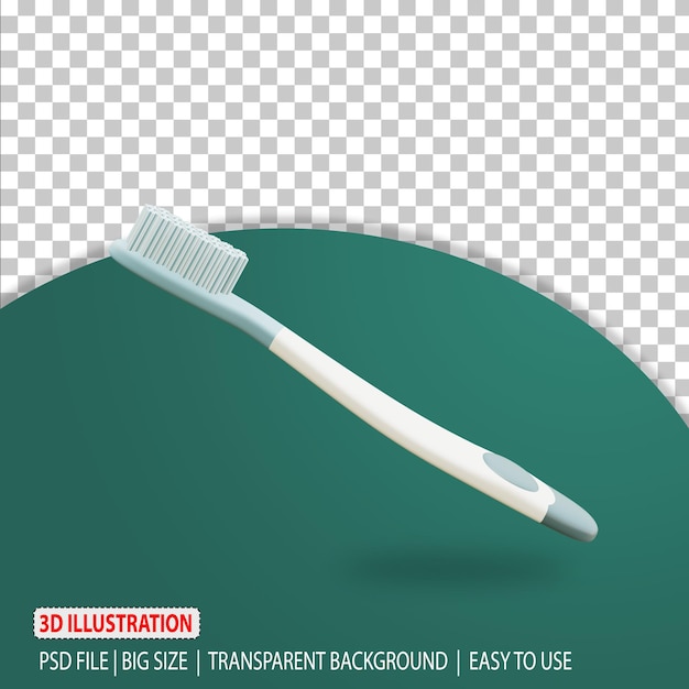 3D-Zahnbürste im Badezimmer-Illustrations-Rendering mit transparentem Hintergrund