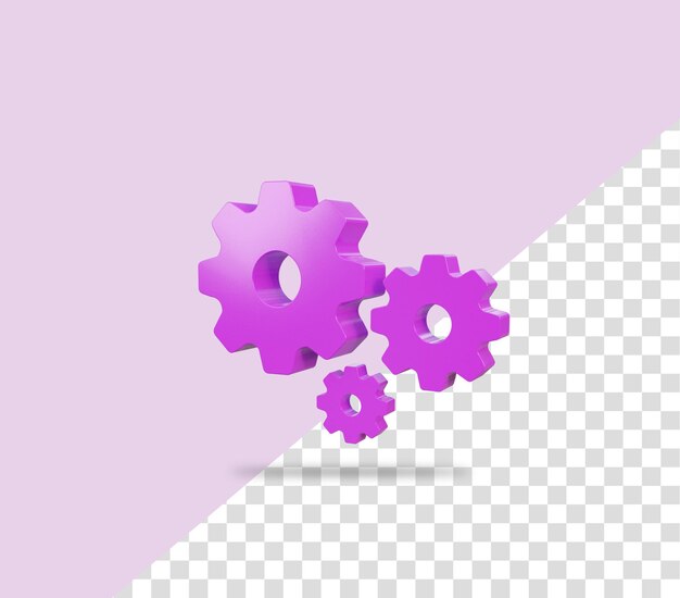 3D-Zahnradeinstellungs-Rendering-Symbol